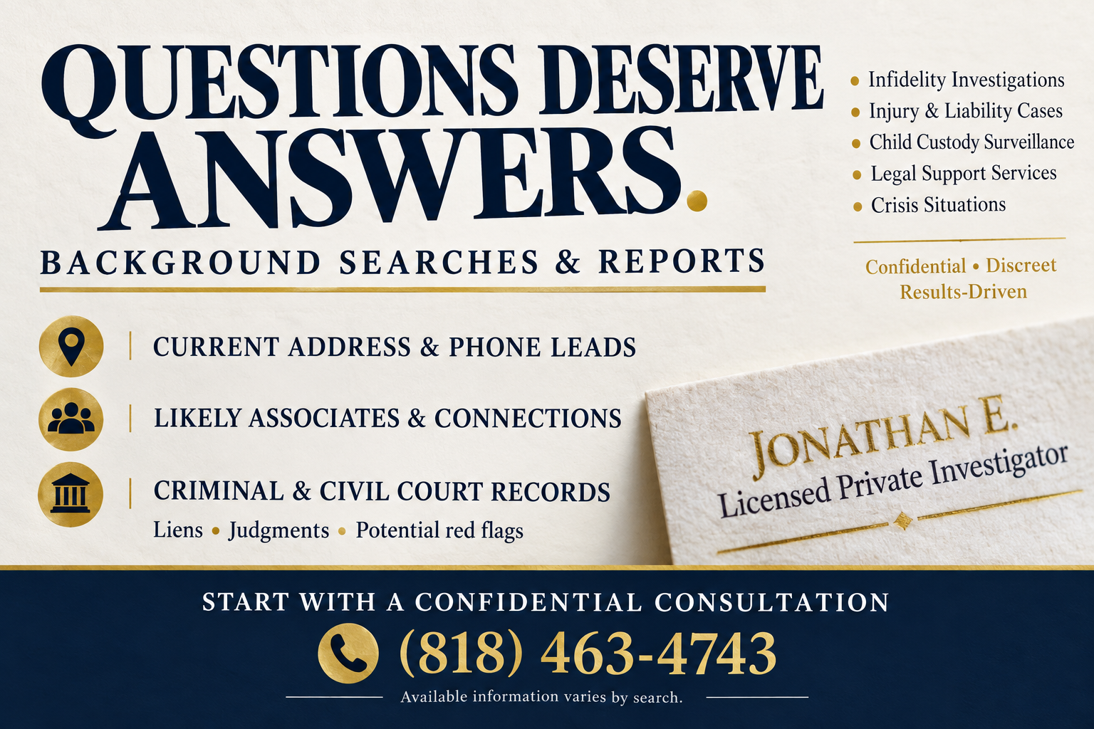 Questions deserve answers — address, phone, associates and court record research