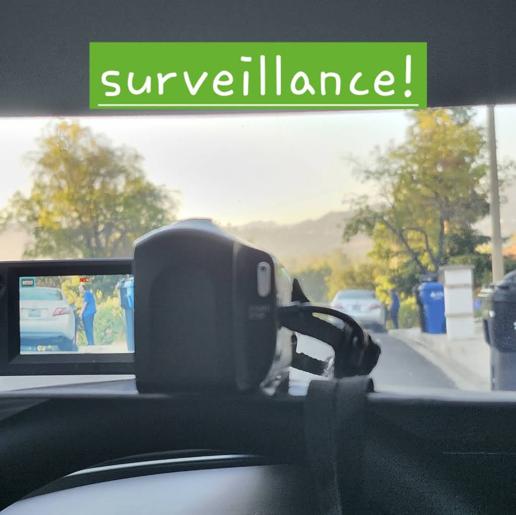 Video camera positioned inside a vehicle for field observation