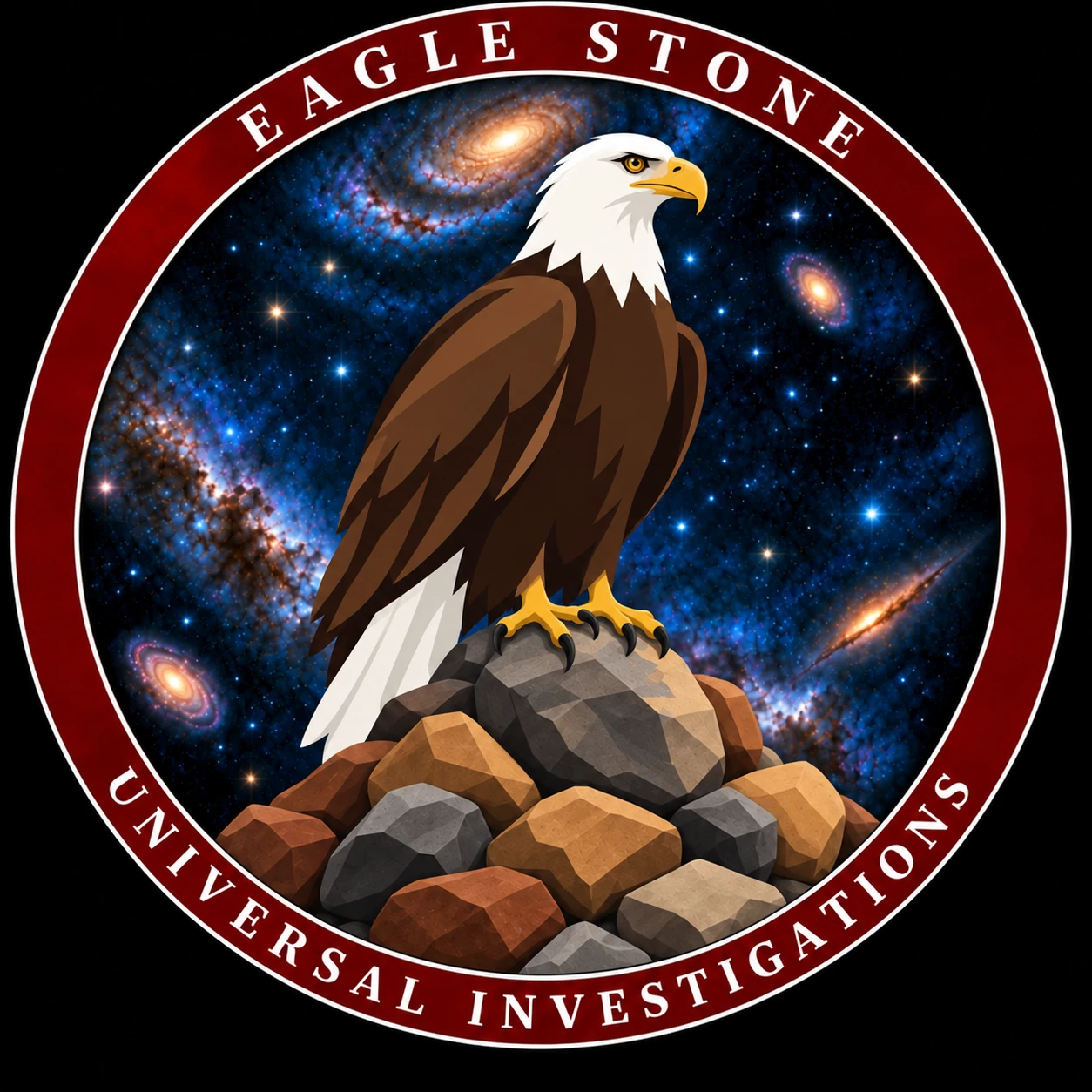 Eagle, rocks and galaxy emblem