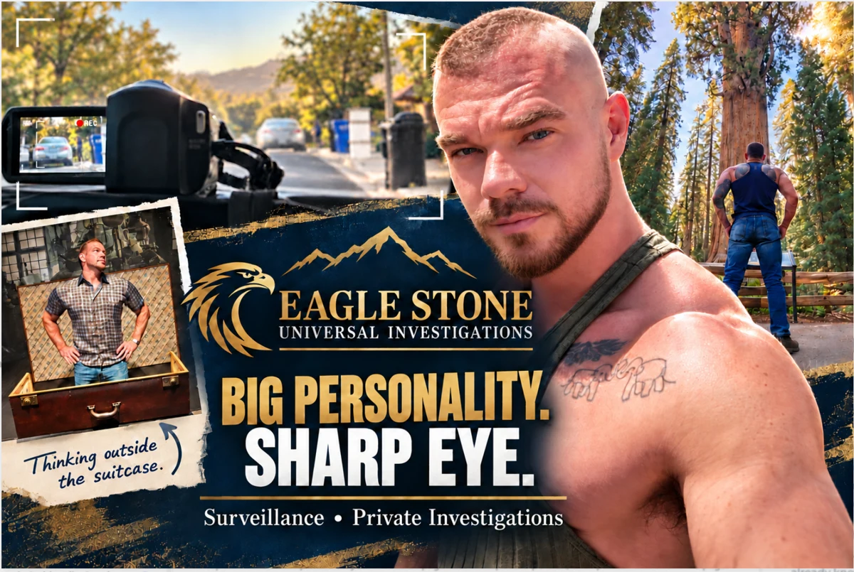 Eagle Stone promotional collage: Big personality. Sharp eye.